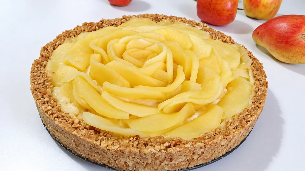 Tarta fría de manzana, manzana, sin horno,