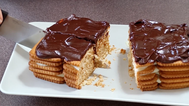 Tarta de galleta y flan, tarta de la abuela,