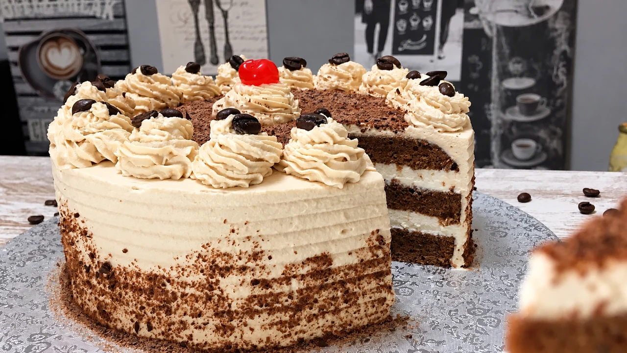 Tarta de café expreso, chocolate