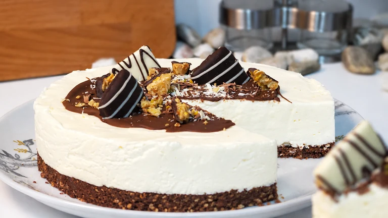 Cheesecake con Mousse de Chocolate, tarta fría, sin horno,