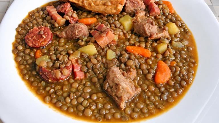 Lentejas caseras, de carne,