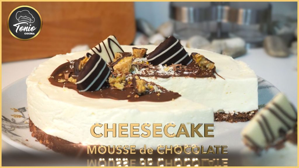 Cheesecake con Mousse de Chocolate, tarta fría, sin horno,